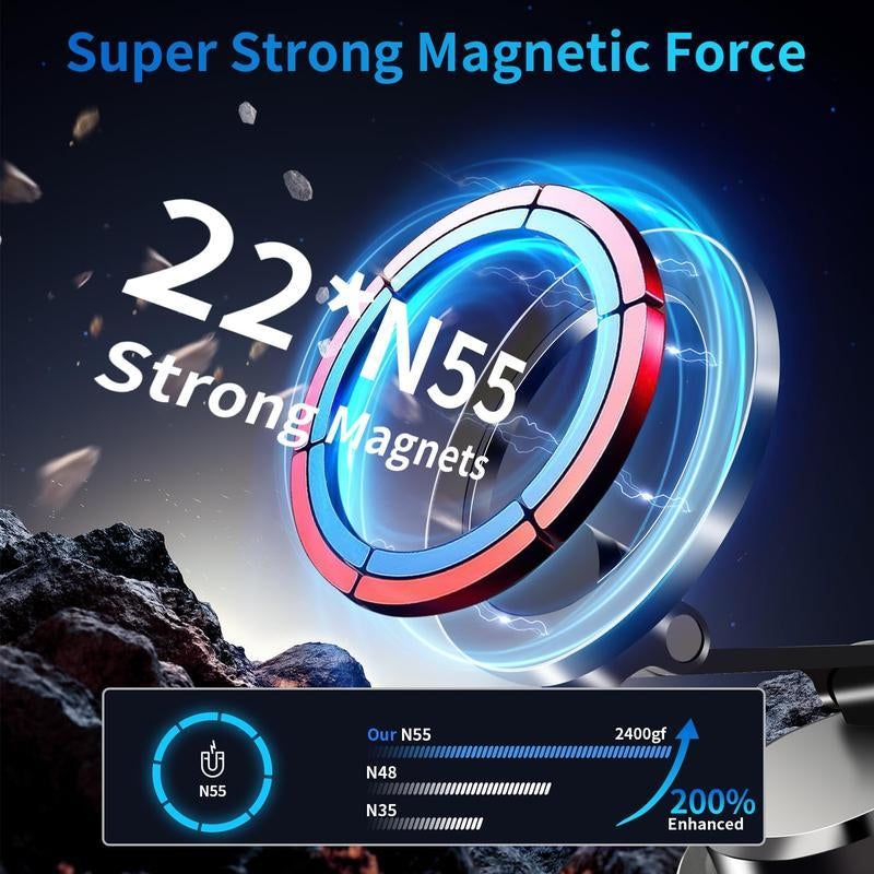 360° Vacuum Magnetic Phone Holder, Hands-Free ,For Outdoorfun/Mirror/Shower/Smooth Surface,Strong Suction Cup Magnetic Car Phone Holderfor All Smartphones & All Car Models Adjustable