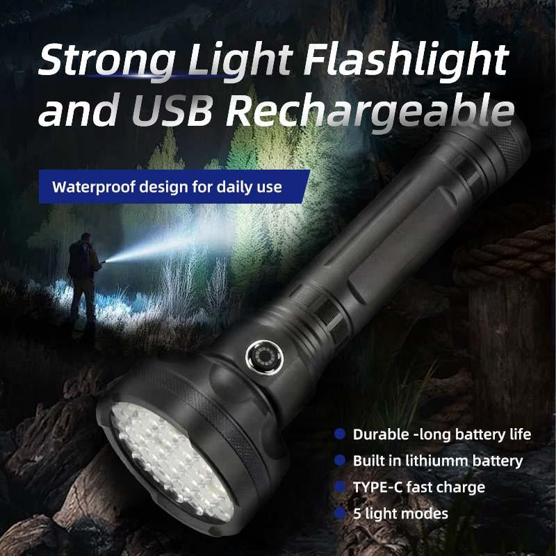 Yinowo 9000 LM Super Bright Flashlight with 5 Light Modes, Aluminum Material, IPX5 Waterproof and USB C Rechargeable for Emergency, Camping & Home