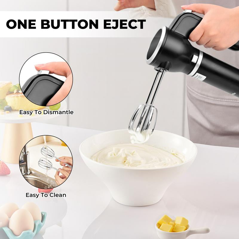 Pukomc Cordless Hand Blender & Mixer – 12-Speed, Bpa-Free, Dishwasher Safe – Multi-Functional for Whipping, Mixing, Beating Egg Whites, Cake Batter, Biscuits & Cream | Wireless & Lightweight